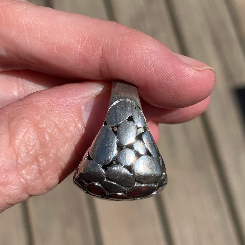 Signed Silver Cocktail Ring Statement Filigree - image 5